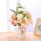 Artificial Hydrangea in Vase for Home Decor, Fake Silk Pink Flower Bouquet Artificial Flowers with Pot, Faux Dahlia Arrangement for Fall Spring Home Living Room Decor, Centerpiece Table Decorations
